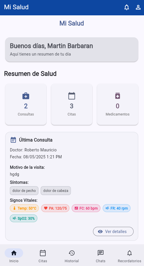 Dashboard del paciente